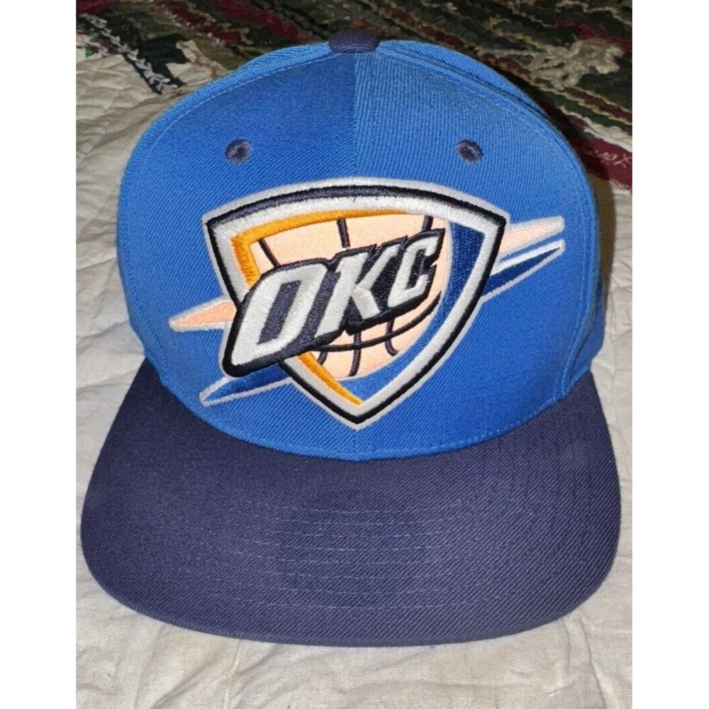 Oklahoma City Thunder Mitchell & Ness Snapback Hat Cap NBA Basketball Black Blue